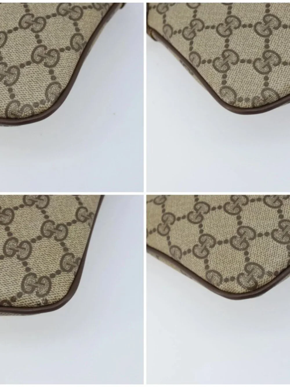 GUCCI GG Supreme Web Sherry Line Bag PVC Beige Gold 904 02 047 Auth ka3455